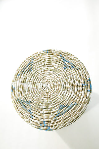 Aufbewahrungskorb mit flachem Deckel blau/weiß - neu