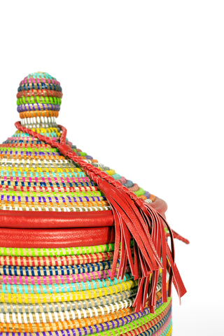 Afrikanischer Wäschekorb mit Deckel / Aufbewahrungskorb Marame, geflochten aus Savannengras - für Bad und Wohnzimmer